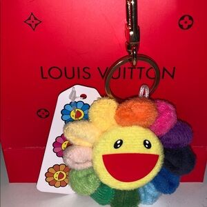 Authentic takashi murakami flower bag/purse charm keychain and brooch